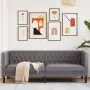 vidaXL Диван Chesterfield с 3 седящи места, сив, kunstnahast, снимка 2