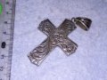 ПОСРЕБРЕН ФЛОРАЛНО ОРНАМЕНТИРАН с НИЕЛО ЕФЕКТ НАГРЪДЕН РЕТРО АРТ КРЪСТ от БЛАГОРОДНА СТОМАНА 37995, снимка 14