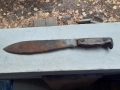 Стар масивен кован военен боен нож мачете ПСВ маркировка, снимка 1