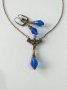 Разкошен комплект бижута с кралско сини капки от Венецианско стъкло и бронзови орнаменти, снимка 7