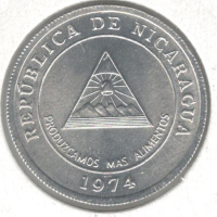 Nicaragua-5 Centavos-1974-KM# 28-FAO, снимка 2 - Нумизматика и бонистика - 44802326