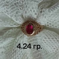 Руски златен пръстен  с рубин 3 , снимка 7 - Пръстени - 42462313