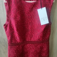 НАМАЛЕНА - ZARA нова червена изящна рокля размер S, снимка 1 - Рокли - 41743772