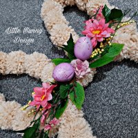 Великденски венец зайче с цветя, снимка 3 - Декорация за дома - 40015569