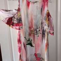 Нова ежедневна елегантна рокля 100% визкоза лилиум  паднали ръкави флорален принт цветя Sisley , снимка 6 - Рокли - 41318024