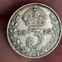 3 пенса 1922 г сребро Великобритания , снимка 3 - Нумизматика и бонистика - 41574226