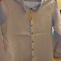 Мъжка риза (памучна) с дълъг ръкав, снимка 3 - Тениски - 44436335