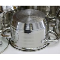 Комплект от 6 броя Висококачестени Тенджери + 6 броя стъклени капаци, снимка 7 - Съдове за готвене - 44490028