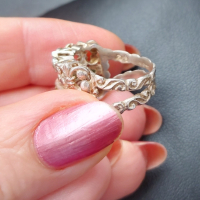 Винтидж / Стар сребърен пръстен със зелен емайл / проба 925 , снимка 6 - Пръстени - 44581893