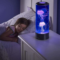 LED нощна лампа аквариум с две медузи, 16 цвята и дистанционно, снимка 2 - Настолни лампи - 44782369