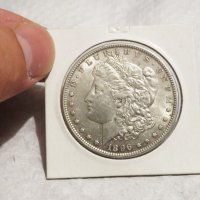 Много Рядък голям сребърен долар, морган долар, MORGAN DOLLAR, ONE DOLLAR - 1896 г., непочистван и в, снимка 3 - Нумизматика и бонистика - 35996280