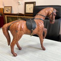 Стара кожена фигура на кон. №4477, снимка 4 - Колекции - 42012666