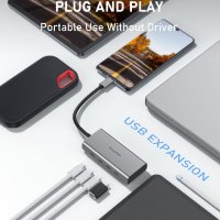 PULWTOP 4X 10Gbps USB-C хъб за лаптоп/USB-C мъжки към 4*USB-C 3.2 gen женски, снимка 5 - Лаптоп аксесоари - 41210365