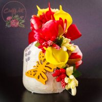 Декорирани бурканчета с букетчета с цветя, снимка 4 - Декорация за дома - 41871116
