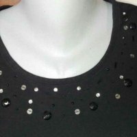 Черна блуза от памучно трико🍀❤XL❤🍀арт.4049, снимка 1 - Блузи с дълъг ръкав и пуловери - 35733775