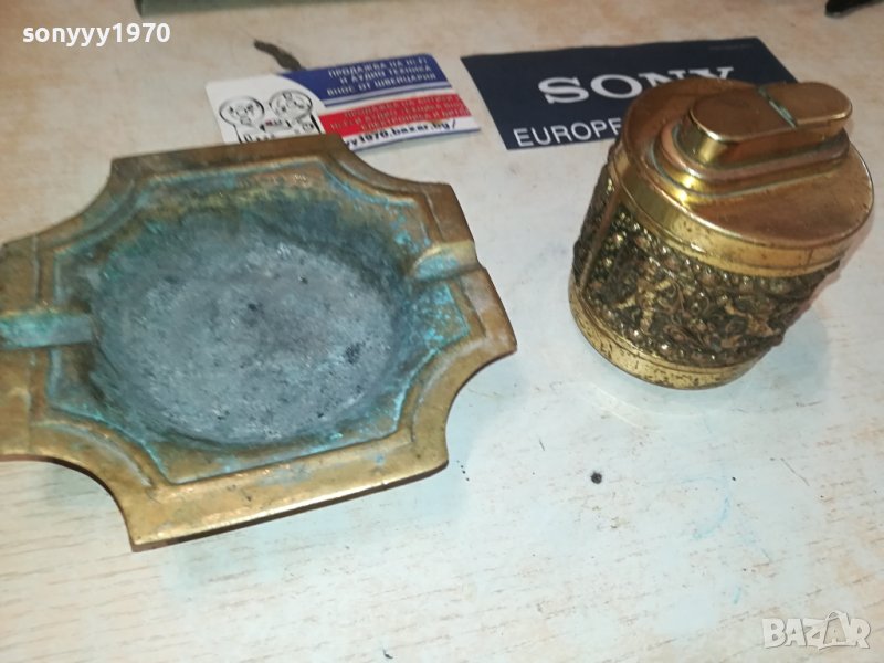 ПЕПЕЛНИК И ЗАПАЛКА-МЕД МЕСИНГ ОТ ФРАНЦИЯ M2607231631, снимка 1