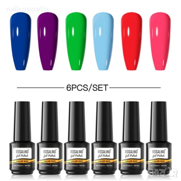 UV&LED ГЕЛ ЛАК 6 ЦВЯТА КОМПЛЕКТ - 6RAI100, снимка 1