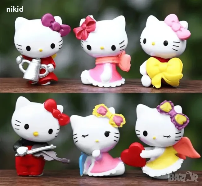 6 бр котки Hello Kitty Коте Кити Пластмасови PVC сет фигурки играчки за торта украса играчка фигурка, снимка 1