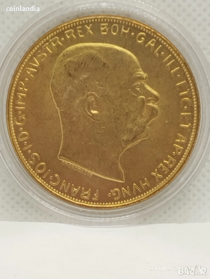 позлатена монета Франц Йосиф репродукция , снимка 1