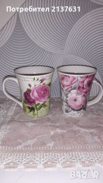 ПОРЦЕЛАНОВИ  ЧАШИ с РОЗИ , снимка 1