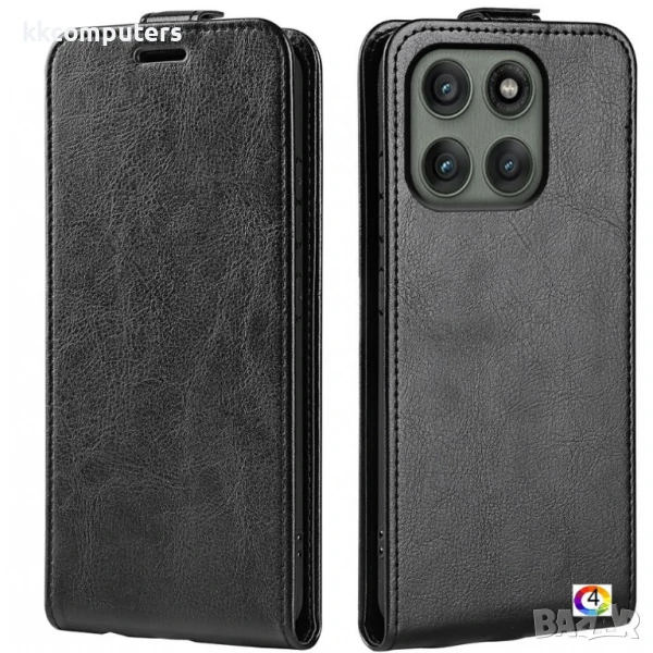 Motorola Edge 60 Pro 5G Кожен Вертикален Калъф + Скрийн Протектор – Черен, Кафяв, Червен, Бял, снимка 1