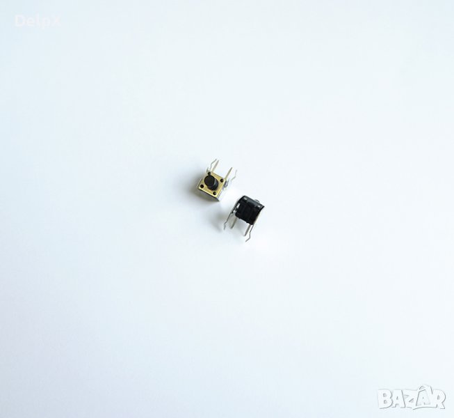 Малък ъглов бутон 2pin 6x6x13mm незадържащ НО черен 12V 0,05A H=10mm, снимка 1