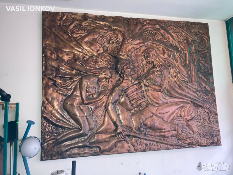 Медна картина "Хайдутин и две самодиви", снимка 1
