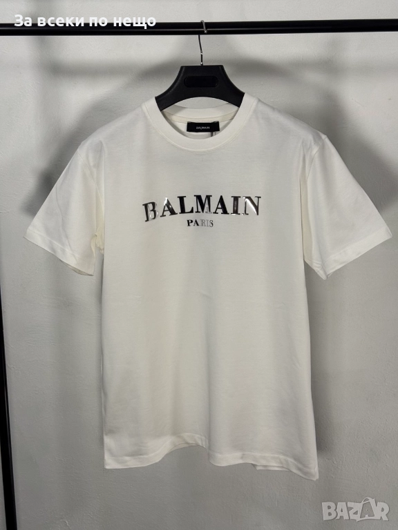 Balmain Мъжка Бяла Тениска👕Мъжка Блуза С Къс Ръкав В Бял Цвят Код V.B.5, снимка 1