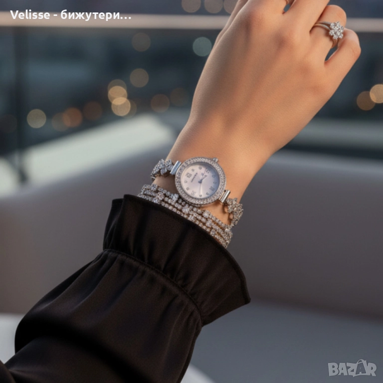 Дамски комплект часовник с гривна – елегантен подарък в луксозна кутия, снимка 1