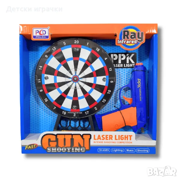 Детски пистолет с мишена, светлини, звуци и лазер, снимка 1