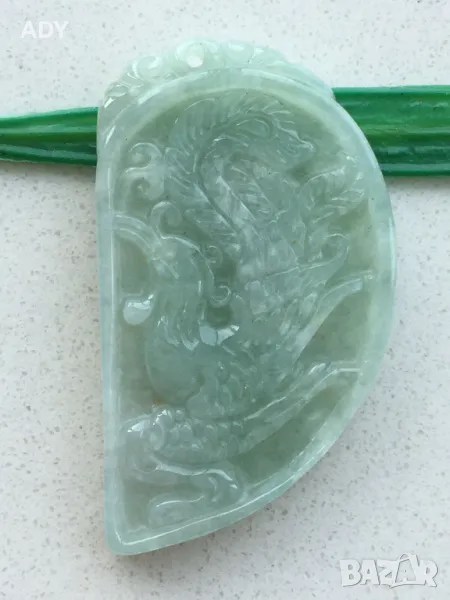 ЕСТЕСТВЕН НЕФРИТ  -АМУЛЕТ, ВИСУЛКА - ФЕНИКС, снимка 1