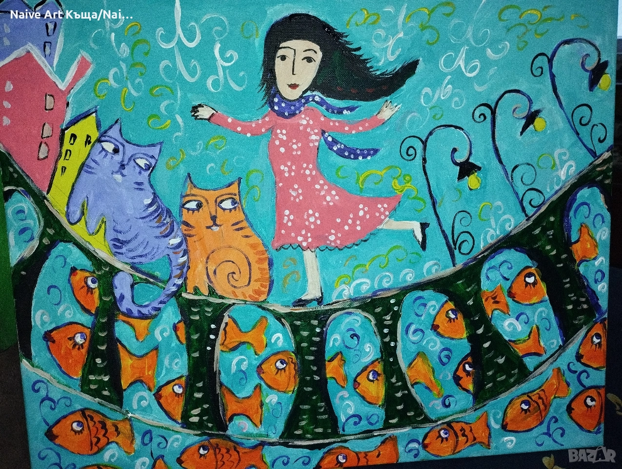 Картина платно маслени бои акрилни бои размер. ш 52 /в. 42, снимка 1