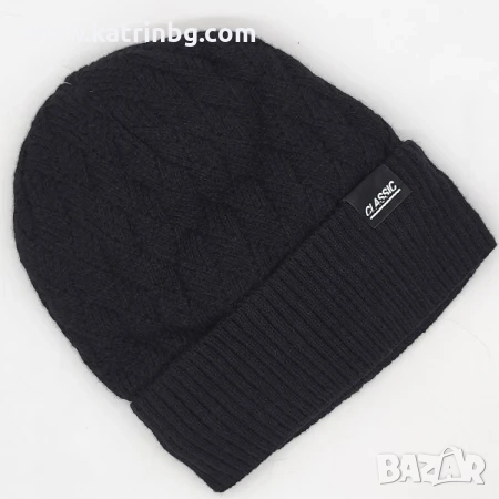 Мъжка зимна шапка плетена с подгъв и подплата- Светло сива Код на продукта:MSHA-25, снимка 1