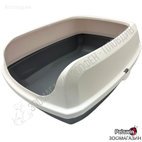 Полузатворена Котешка Тоалетна - M, L размер - Сива разцветка - Cat Toilet Easy - Pet Interest, снимка 1