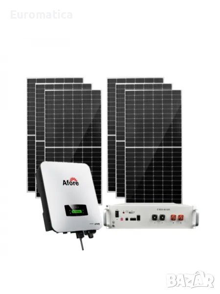 Автономна соларна система 8 kW + инвертор Afore 8 kw + 5.12 kwh литиева батерия - Монофазна, снимка 1