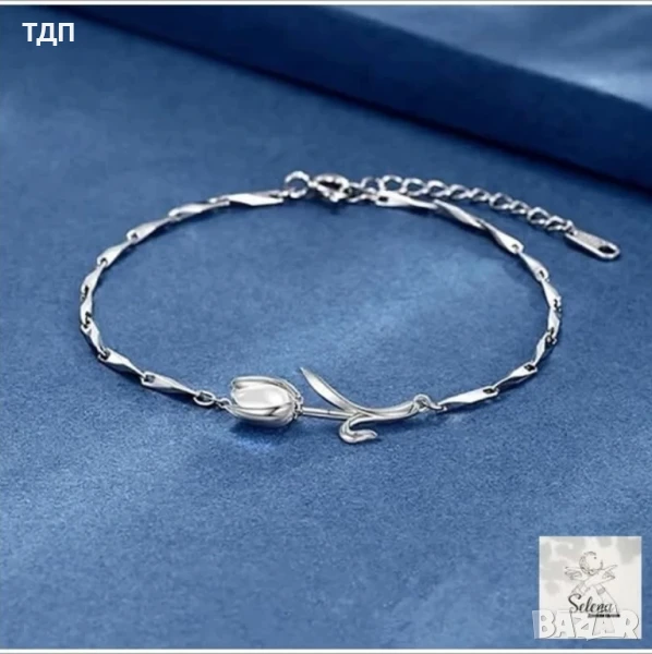 Сребърна гривна "Лале" , снимка 1