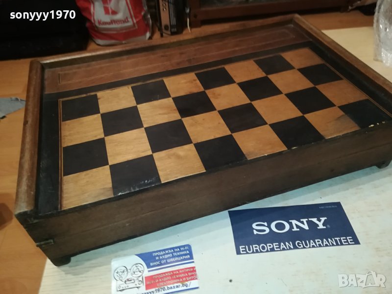 СТАРА ФРЕНСКА ДЪРВЕНА КУТИЯ ЗА ТАБЛА И ШАХ L2406231814, снимка 1