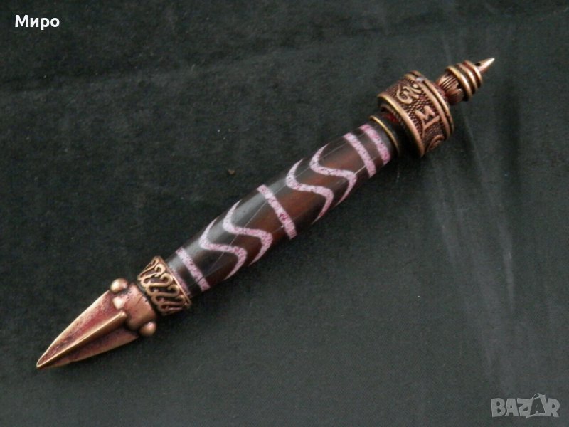 Ом мани падме хум '' ВОДА " ЕСТЕСТВЕН АХАТ ТИБЕТ НЕПАЛ МЕДАЛЬОН ТАЛИСМАН АМУЛЕТ, снимка 1