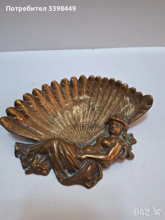 Чинията е изработена от масивно парче месинг, отлято в калъп., снимка 1