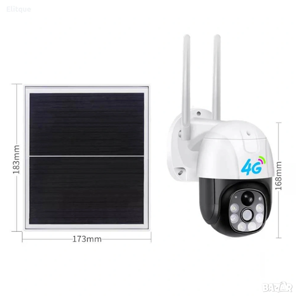 1258 4G Безжична куполна камера със соларен панел, снимка 1