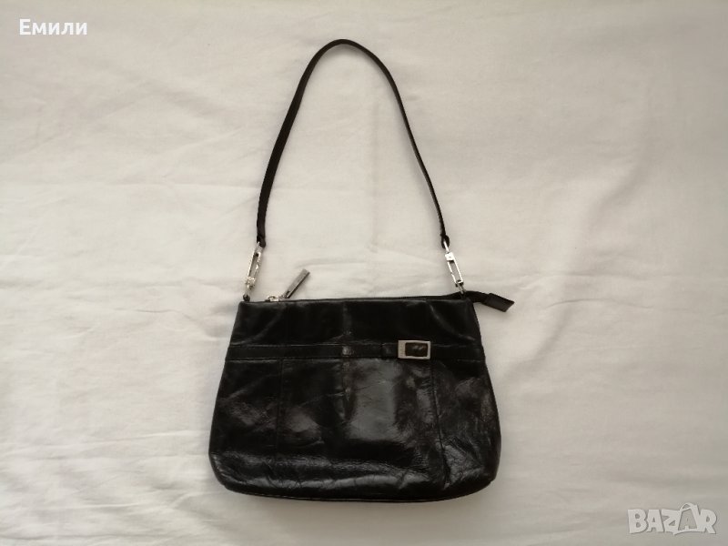 Подарък при поръчка над 25 лв - belsac дамска кожена чанта за рамо в черен цвят, снимка 1