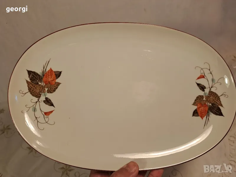 българско порцеланово плато елипса  21/6, снимка 1