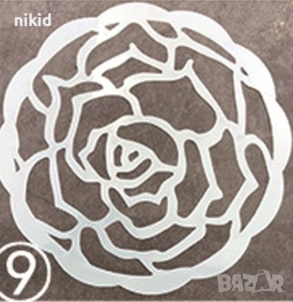 Божур Роза Кръгъл цвете боя стенсил шаблон за спрей за торта украса Scrapbooking, снимка 1