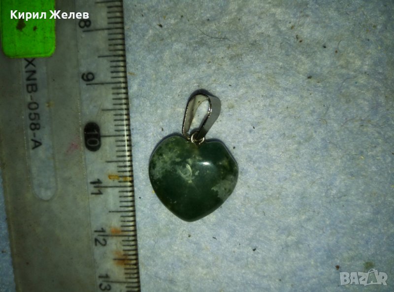 НЕФРИТЕНО СЪРЧИЦЕ - РОМАНТИЧЕН СЪРЦЕВИДЕН РЕТРО АРТ МЕДАЛЬОН ПЕНДАНТ 38818, снимка 1