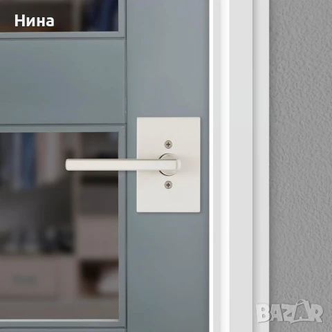 Дръжка на врата с Microban,  от Kwikset Halifa, в сатен никел, правоъгълна розетка, снимка 3 - Интериорни врати - 51430703