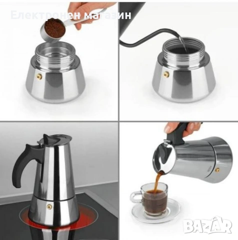 Еспресо кафеварка BEEM Classic Selection – за 4 чаши, неръждаема стомана, снимка 4 - Кафемашини - 53668710