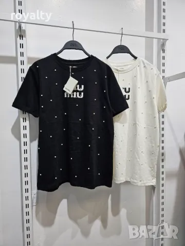 Miu Miu дамски памучни тениски Два цвята , снимка 7 - Тениски - 49853706