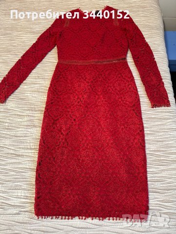 Рокля, дантела, червена, снимка 3 - Рокли - 42191908