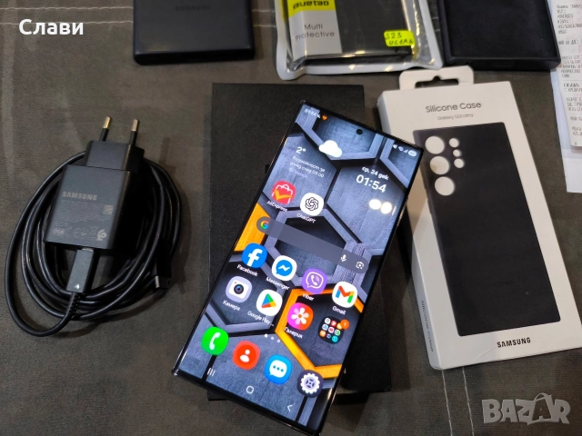 Samsung S23Ultra 8/256 с 45w оригинално зарядно + 5бр. кейса