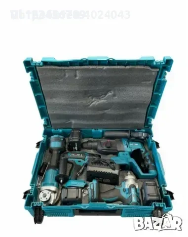 Комплект акумулаторни перфоратор, ъглошлайф 125мм, гайковерт и винтоверт с 3 батерии 36V 8Ah, снимка 6 - Куфари с инструменти - 53865282